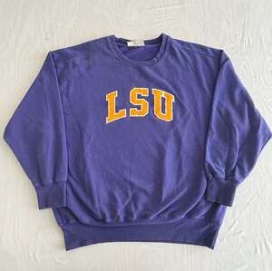 Vintage Majestic LSU Purple/Yellow College Sweatshirt